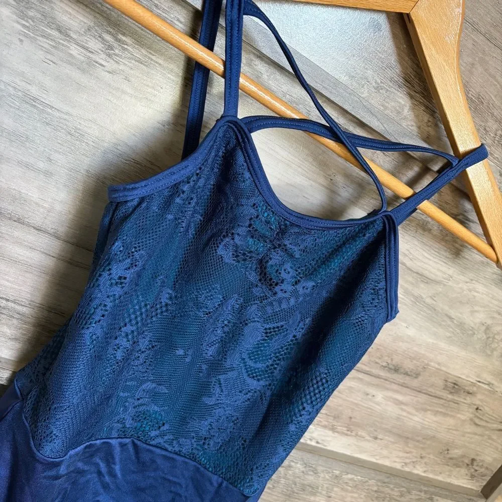 Weissman LC Navy Blue Lace Top Leotard Ballet Lyrical Dance Coquette Classic